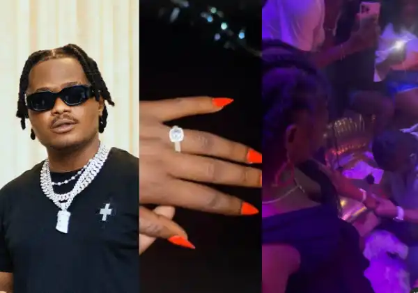 Oluwadolarz Proposes To Girlfriend Ife Luv In Nightclub