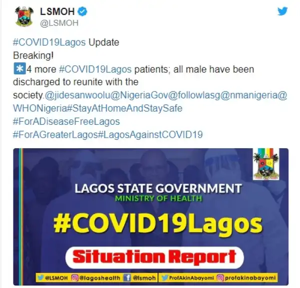 Lagos Discharges Four Coronavirus Patients