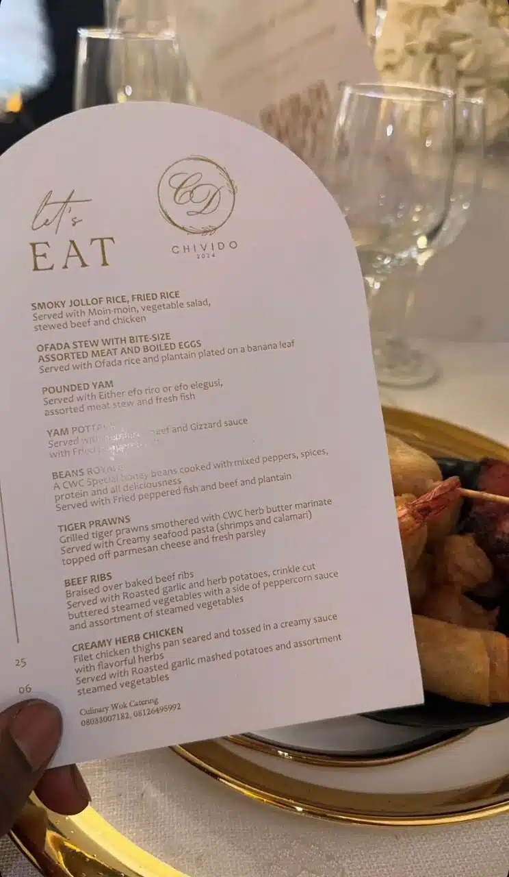 CHIVIDO24: Davido’s wedding food menu causes stir