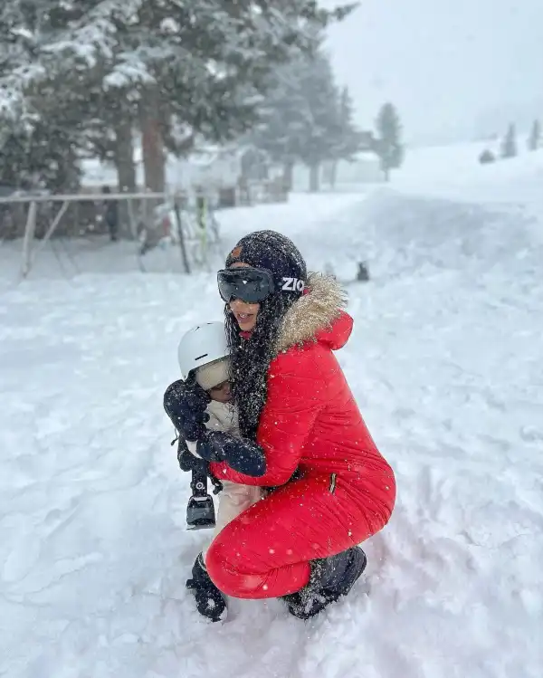 Snowed Up! BBNaija Nina Ivy Shares Stunning Snaps With Her Cute Son