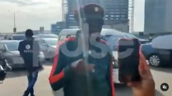 EndSARS: Sad Moment Police Brutalized Protester at Lekki Tollgate While Giving Interview (Video)