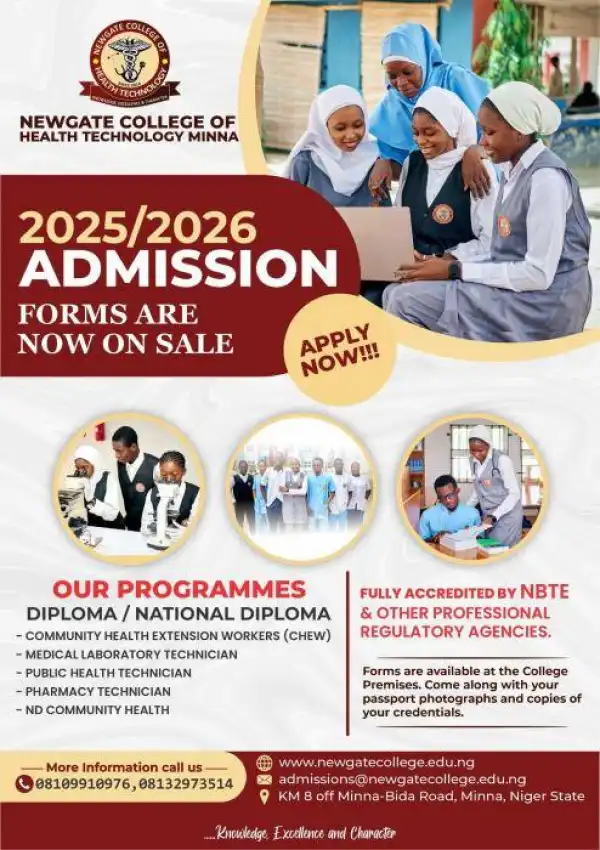 Newgate College of Health Admission, 2025/2026 session