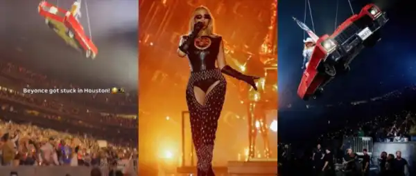Moment Beyoncé Gets Stuck Mid-Air as Flying Stage Malfunctions During Performance