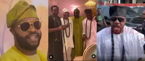 Femi Adebayo Playfully Calls Out Odunlade Adekola’s Outfit At Star-Studded JP2025 Wedding