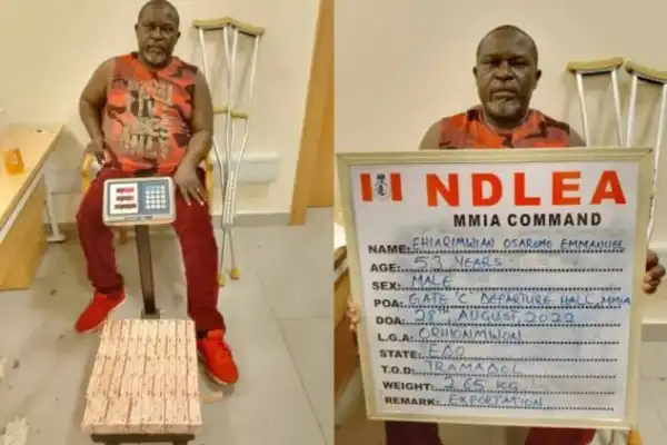 Italy-Bound Physically Challenged Drug Dealer Busted At Lagos Airport (Photo)