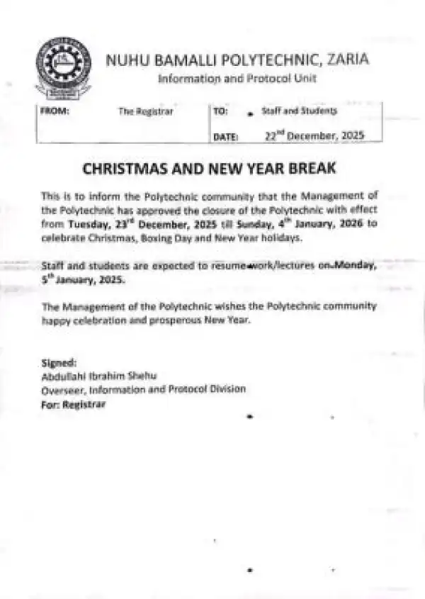 NUBAPOLY announces Christmas and New Year break