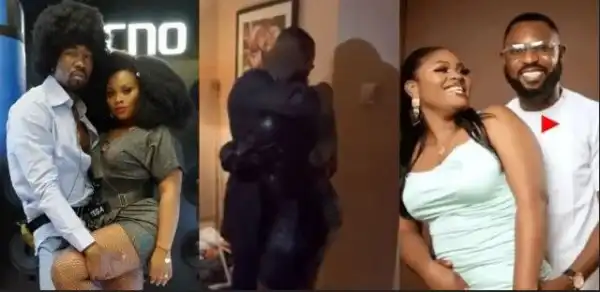 Most Mature Man On Earth - Nigerians Hail As Husband Hugs Tega Despite Romance With Boma