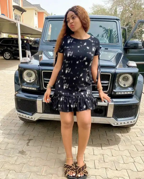 Regina Daniels Poses With Her Ride (Photos)