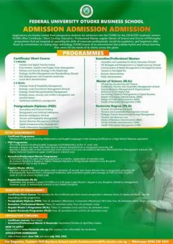 FUOTUOKE Business School for 2024/2025 academic session