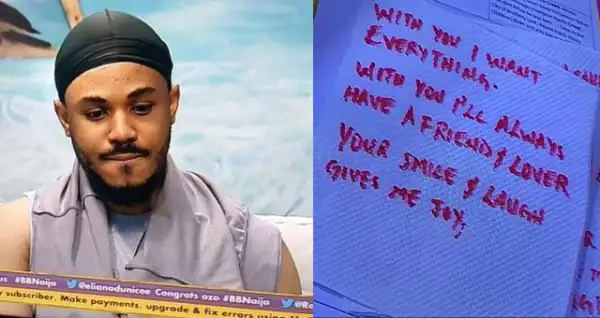 #BBNaija: Biggie rewards Ozo with a second strike for writing love notes to Nengi