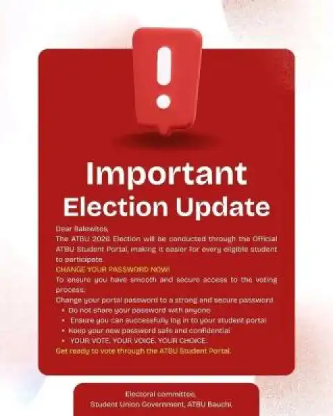 ATBU notice on SUG election update