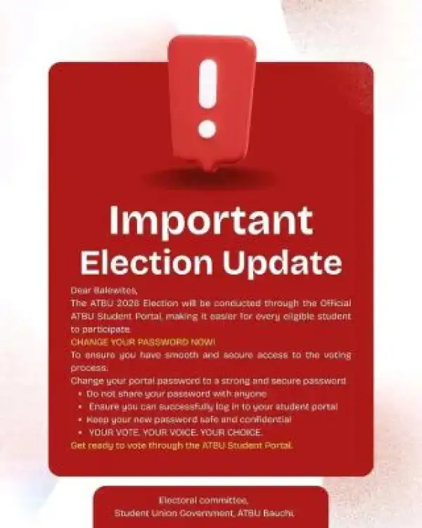 ATBU notice on SUG election update
