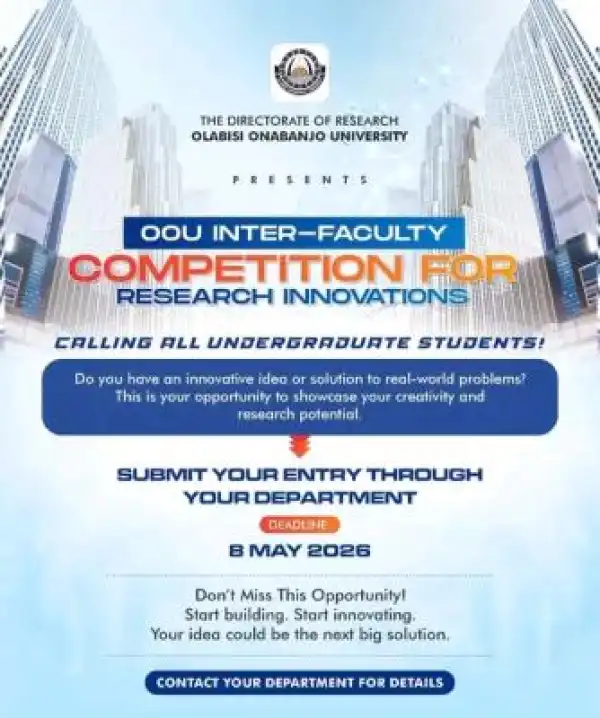 OOU announces Inter-Faculty Competition for Research Innovations