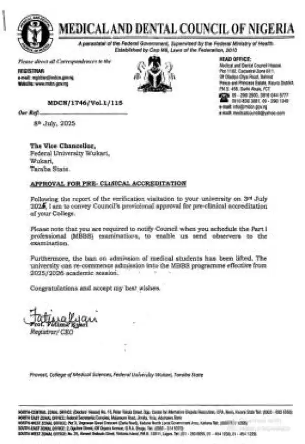 FUWUKARI gets MBBS accreditation