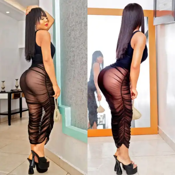 BBNaija Star, Ifu Ennada Stuns Fans, Flaunts Her Curves In See-Through Dress (Photos)