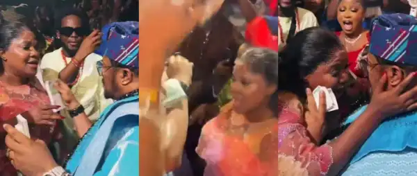 Outrage as Mike Ezuruonye Rubs Bundles of Cash on Toyin Abraham’s Head at Movie Premiere