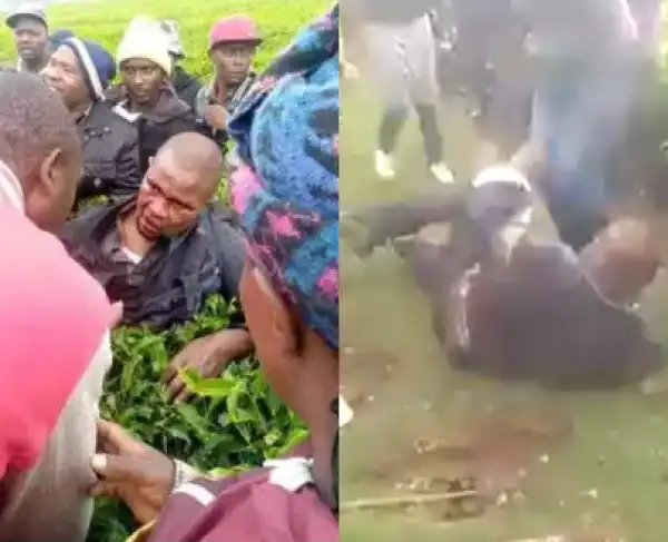 Man beaten up by locals after he offered a schoolgirl a ride home and allegedly molested her on the way (video)