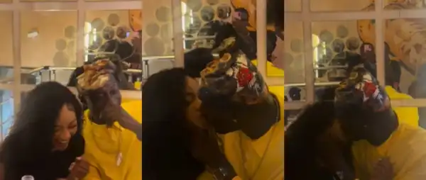 “This Relationship Don Serious” – Reactions As Carter Efe Kisses Taylor Jasmine On 25th Birthday