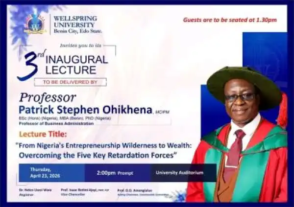 Wellspring University announces 3rd Inaugural Lecture