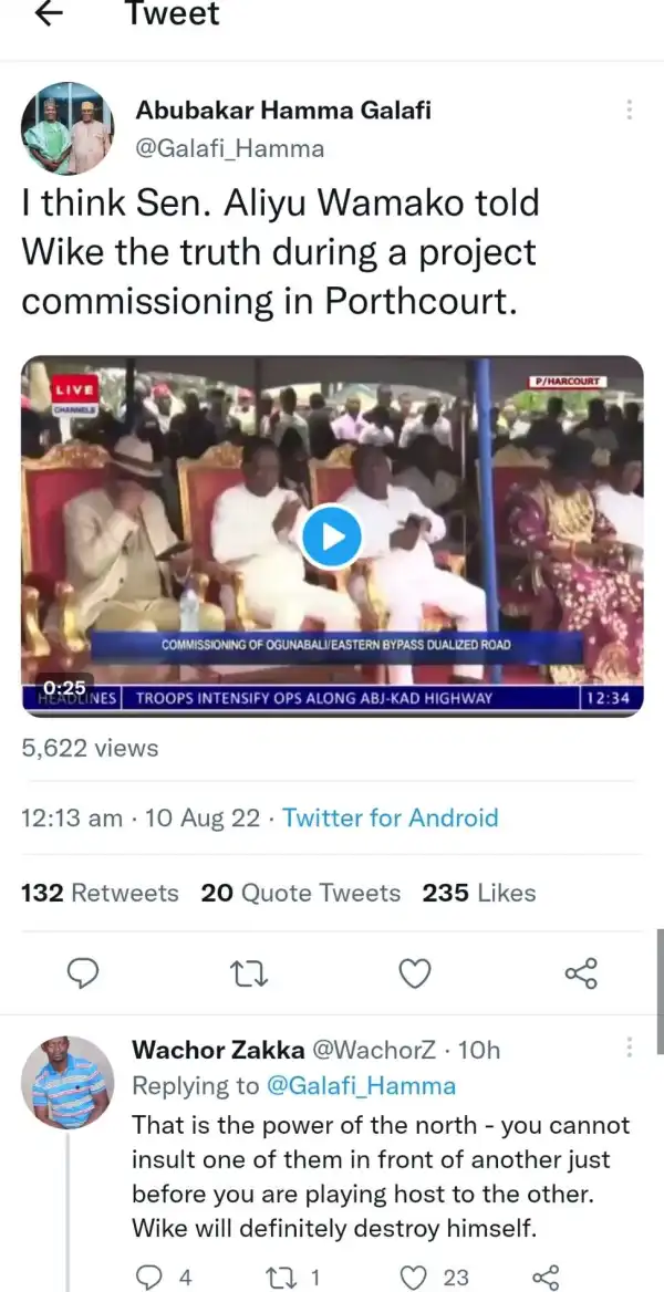 Moment Senator Wamako Disagreed With Wike For Saying He Lost Because Of Religion