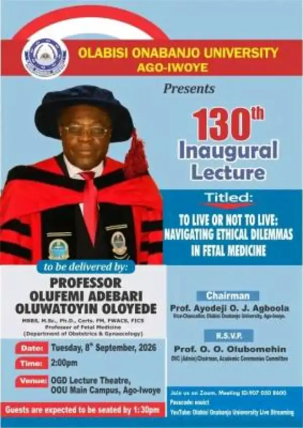 OOU announces 130th Inaugural Lecture