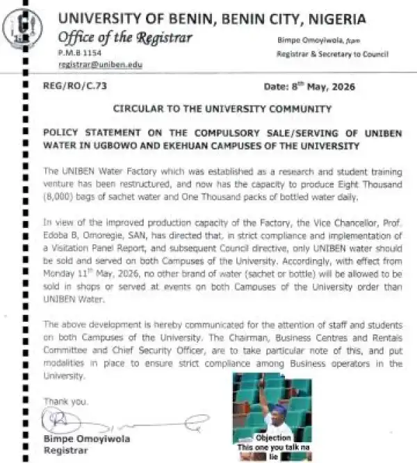 UNIBEN issues important notice to the university community