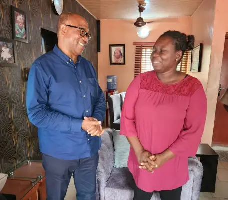 Photos: Obi visits woman stabbed while queuing to vote in Lagos