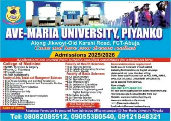 Ave Maria University Post-UTME/DE 2025: Eligibility and Registration Details
