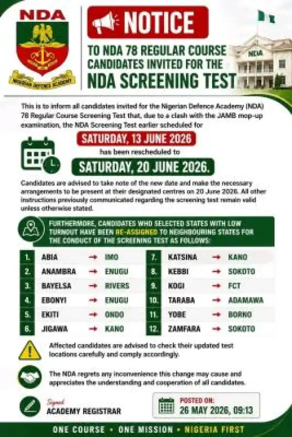 NDA reschedules screening date for 78th Regular Course