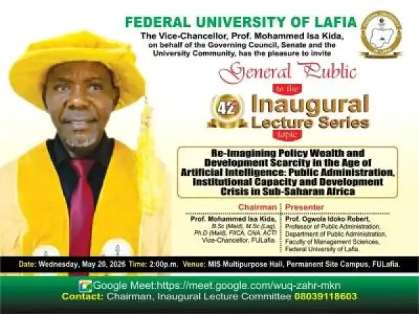 FULAFIA announces 42nd Inaugural Lecture
