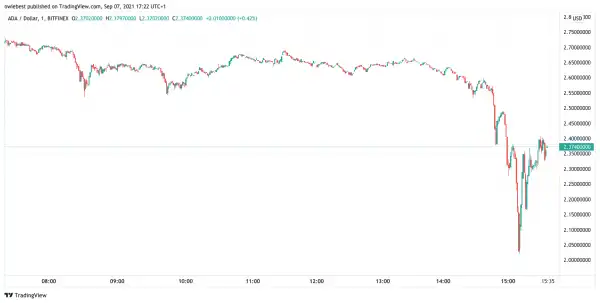Flash Crash Sends Cardano (ADA) Barreling Downwards To A $2 Retest