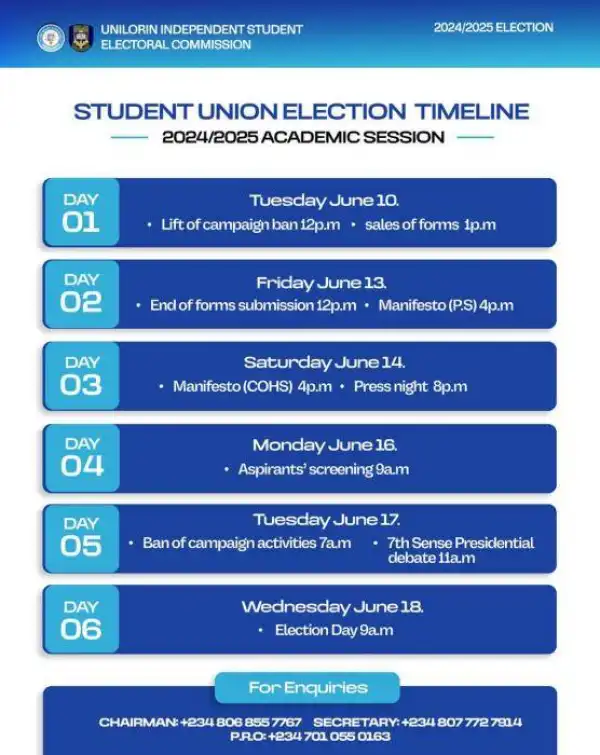 UNILORIN Student Electoral Commission sets elections timeline, 2024/2025