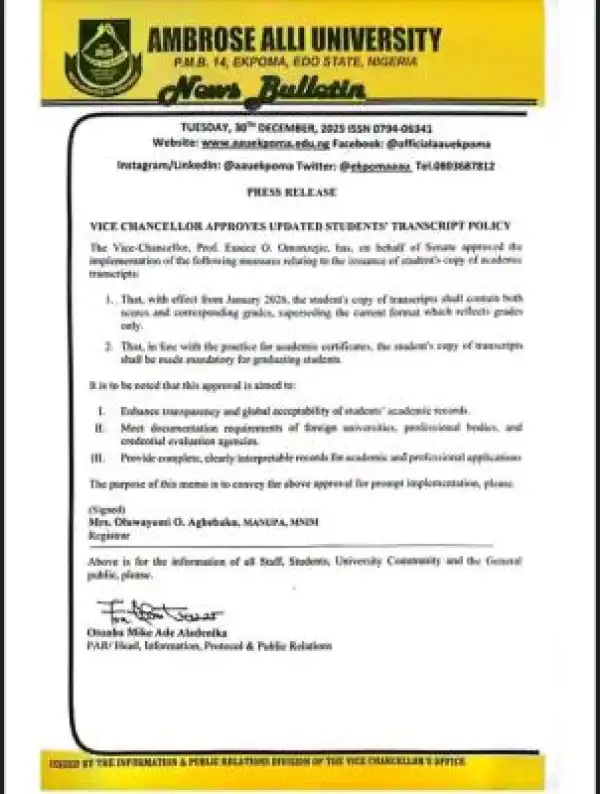 AAU update on issuance of students