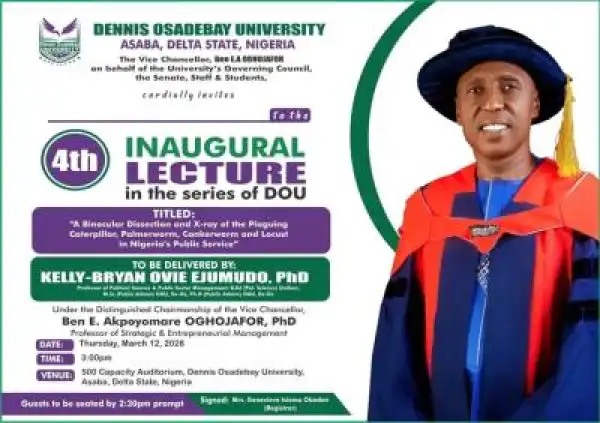 Dennis Osadebay University announces 4th Inaugural Lecture