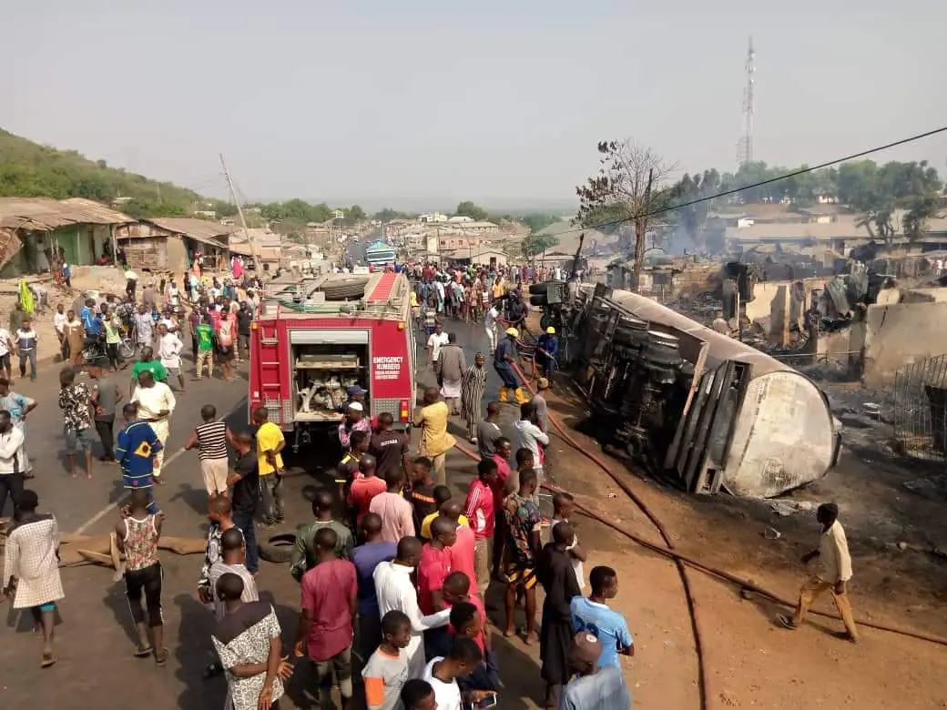 Tanker carrying 60,000 litres of PMS somersaults in Oyo