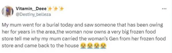 Drama As Woman Seizes Debtor’s Generator After Bumping Into Her At A Burial