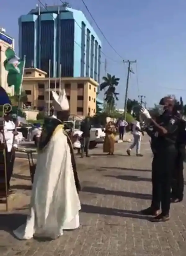 Moment Archbishop Samson Mustapha Benjamin Was Whisked Away By The Police While Protesting At The Chinese Embassy