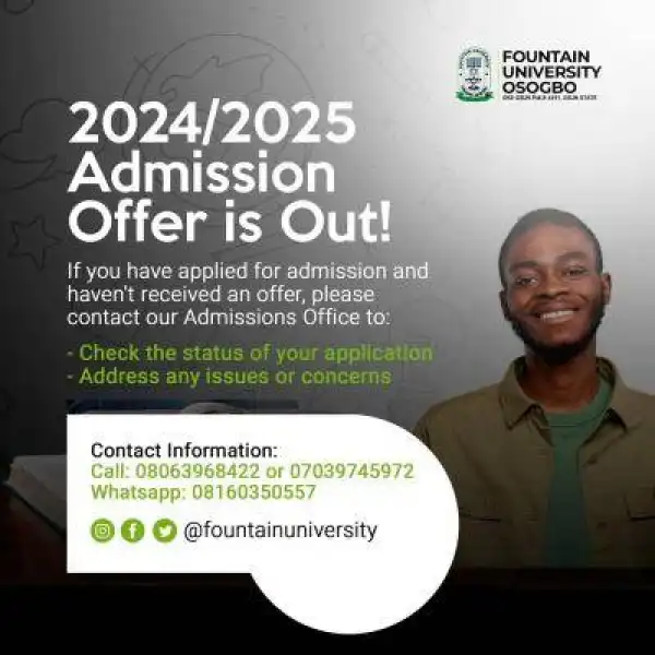 Fountain University releases admission list, 2024/2025