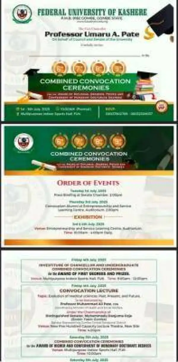 FUKASHERE announces 6th, 7th, 8th & 9th Combined Convocation Ceremonies