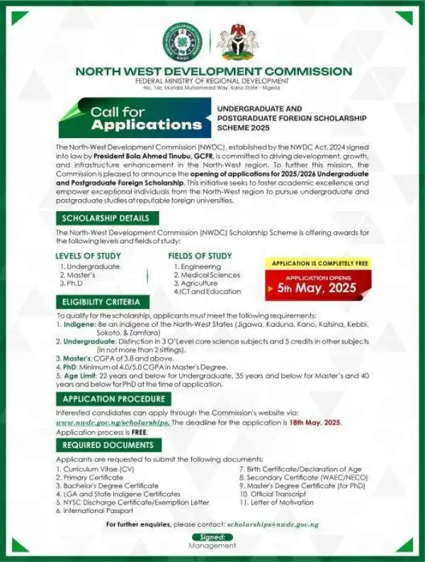 2025 North West Development Commission Scholarship