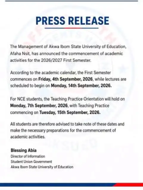 Akwa Ibom State COE, Afaha-Nsit announces resumption of academic activities, 2026/2027