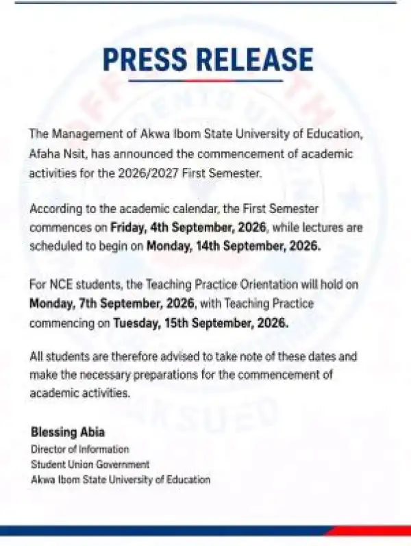 Akwa Ibom State COE, Afaha-Nsit announces resumption of academic activities, 2026/2027
