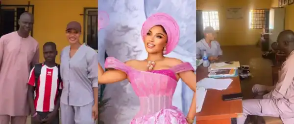 Tonto Dikeh To Sponsor Student’s Education, Gifts His Widower Father ₦1m, Orders 10 Laptops for School