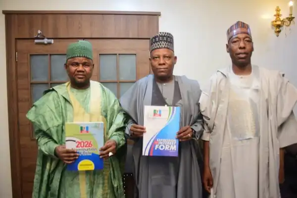 Borno guber: Gov Zulum presents APC consensus candidate, Mustafa Gubio to VP Shettima