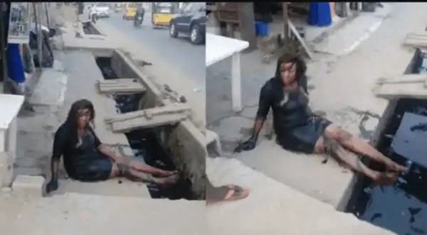 High Heels Makes Lady Trips And Fall In Gutter- Photos