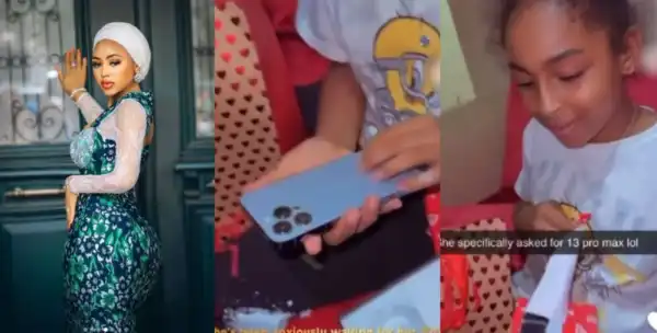 Regina Daniels Gifts Her 10-year-old Stepdaughter iPhone 13 Pro Max (Video)