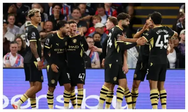 EPL table: Man City go top with 4-1 thrashing of Crystal Palace