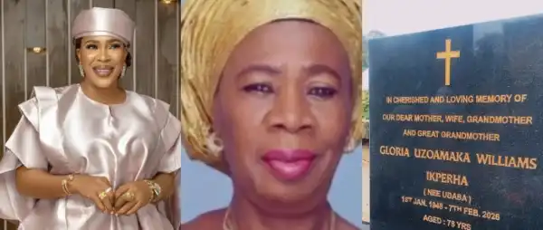 “You Remain Forever In Our Hearts”- Faithia Balogun Visits Mother’s Graveside Six Months After Her Passing