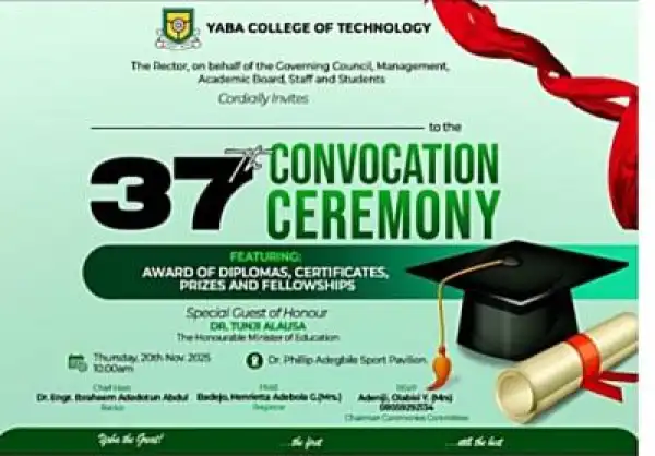YABATECH announces 37th Convocation Ceremony