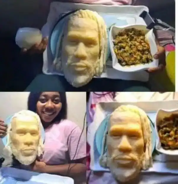 Talented Lady Recreates Burna Boy’s Face With ‘Fufu’